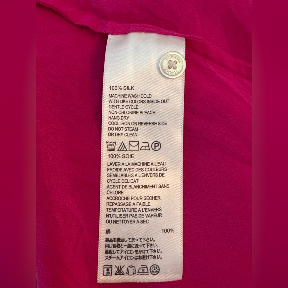 Tommy Bahama Fuchsia Silk adjustable sleeve button down Shirt M - Picture 8 of 8